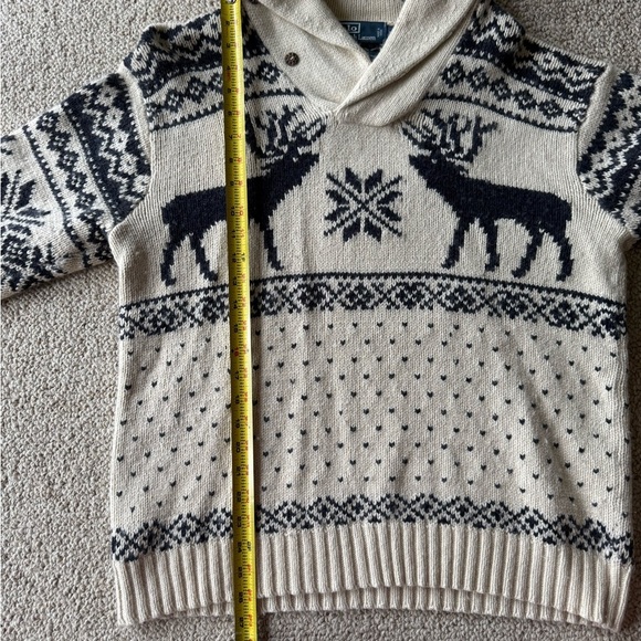 Ralph Lauren Men’s Large Sweater Cream Reindeer Winter Grandpa Cozy Classic - Picture 13 of 14